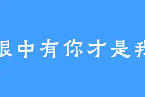 眼中有你才是我