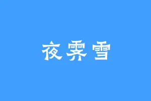 夜霁雪