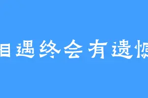相遇终会有遗憾