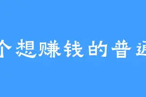 一个想赚钱的普通人