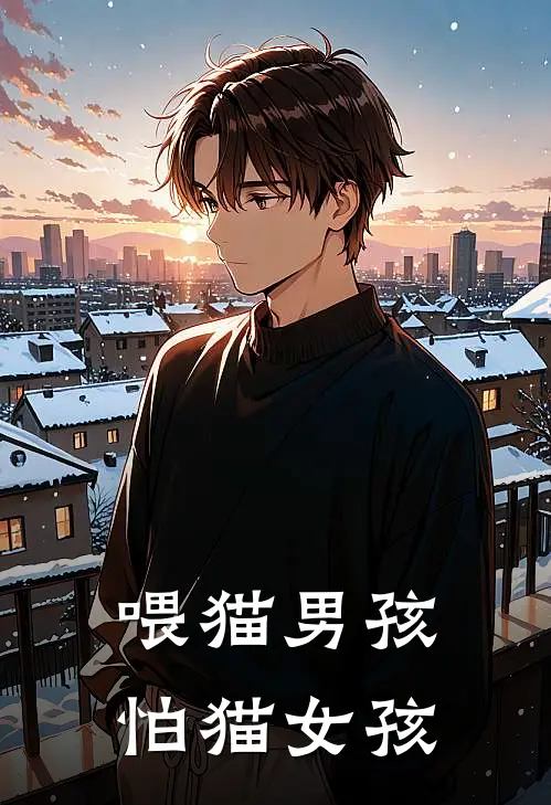 喂猫男孩怕猫女孩