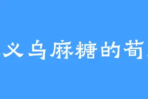 爱吃义乌麻糖的荀师傅