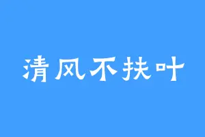 清风不扶叶