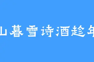 千山暮雪诗酒趁年华